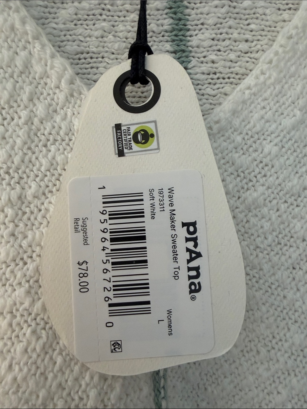 Prana Soft White Wave Maker Sweater Top- NWT - Picture 6 of 8